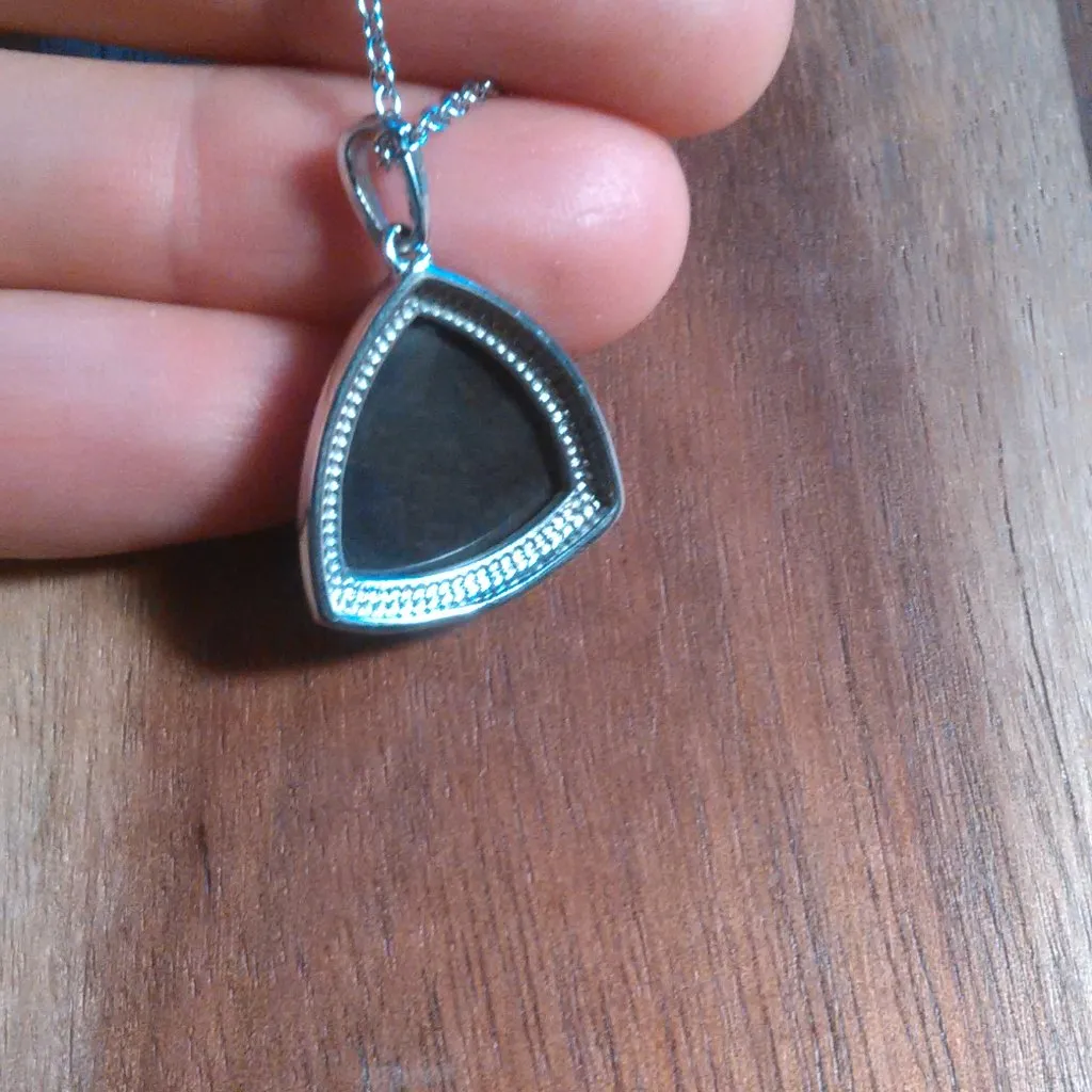 Mexican Velvet Obsidian Stainless Steel Pendant Necklace - Image 7