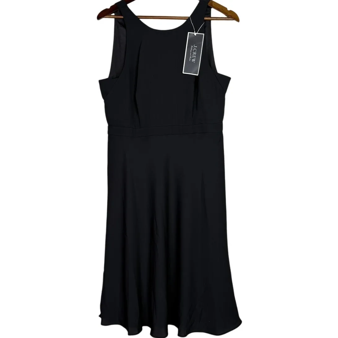 NWT J. Crew Flowy Sleeveless Sheath Midi Dress Lined V Back Zip Up 10 Black - Image 10