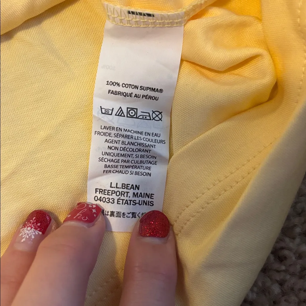 L.L. Bean Cream Pima Long Sleeve Top Size Extra Large Yellow - Image 8