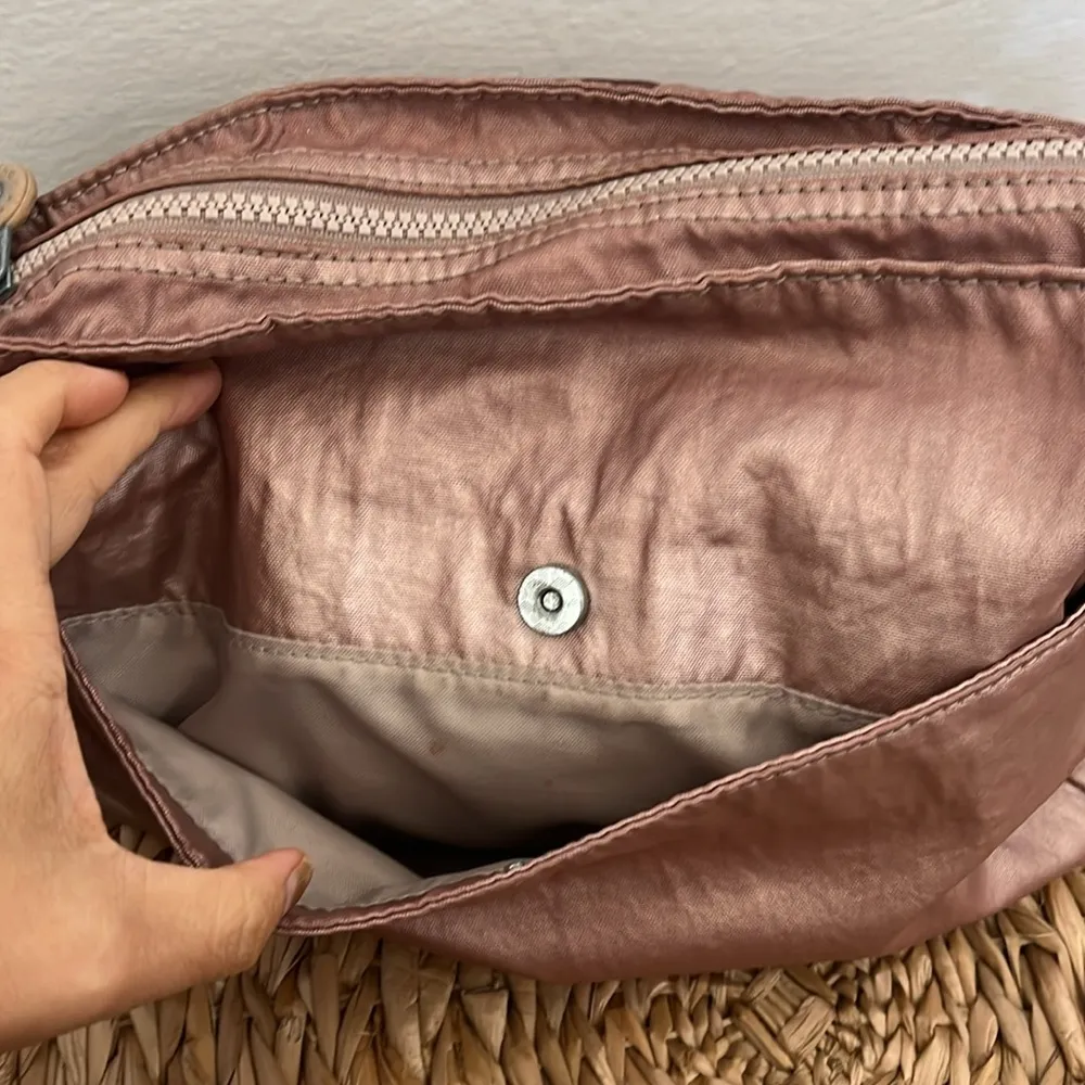 Kipling Angie Pink Satin Crossbody zippered tote satchel with gorilla purse - Image 7