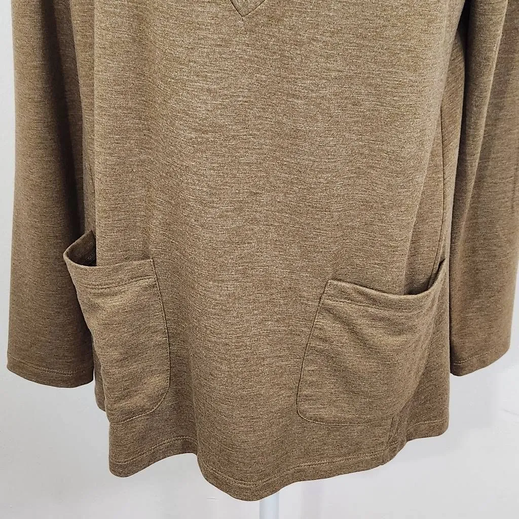 LOGO by Lori Goldstein Brown French Terry Cowl Neck Top Size XS - Image 3