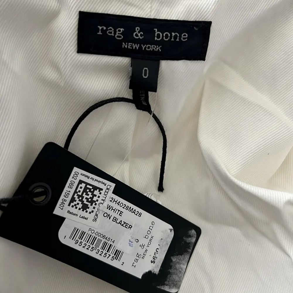 Rag & Bone Preston Wool Blazer in White, Size 0 New w/Tag Retail $650 - Image 10