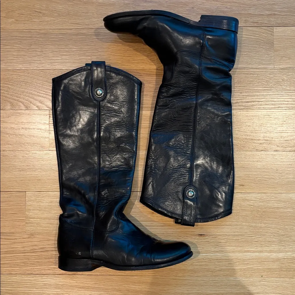 Frye Boots Melissa Black Tall Block Heel Size 7 - Image 2