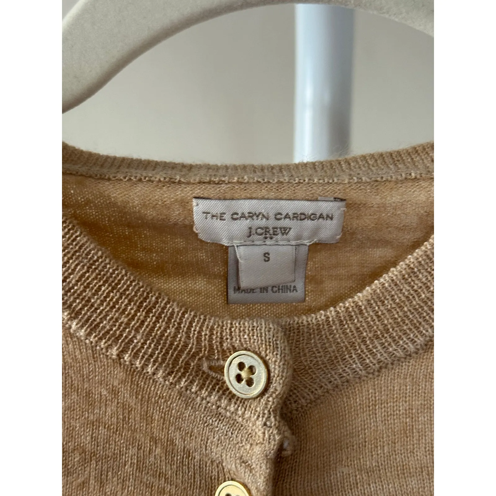 J Crew Beige Cardigan Wool Blend Academia Preppy Elevated Basic Lightweight - Image 2