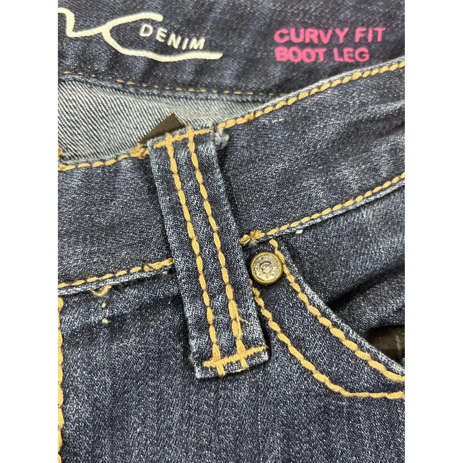 INC Denim Women Bootcut Jeans Embellished Pockets Distressed Medium Wash Sz 4 Blue - Image 9