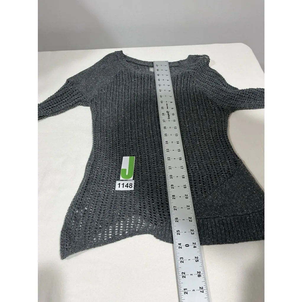 Woman’s Converse All Star Medium Dark Gray Open Knit Pullover Sweater - Image 8