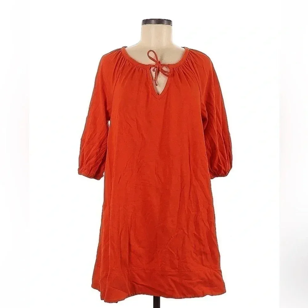 Anthropologie Anais Bright Orange Knit Cotton Tunic A-Line Dress Size Medium M - Image 2