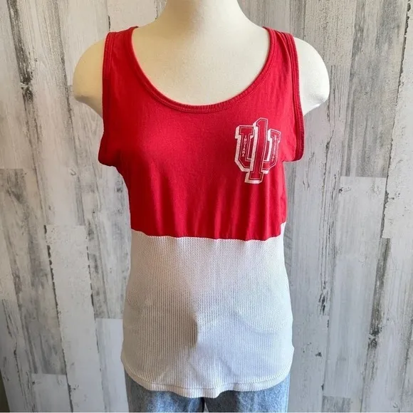 Vintage Indiana University Cropped Mesh Tank Top – Red and White,‎ IU Spiritwear Size M - Image 7