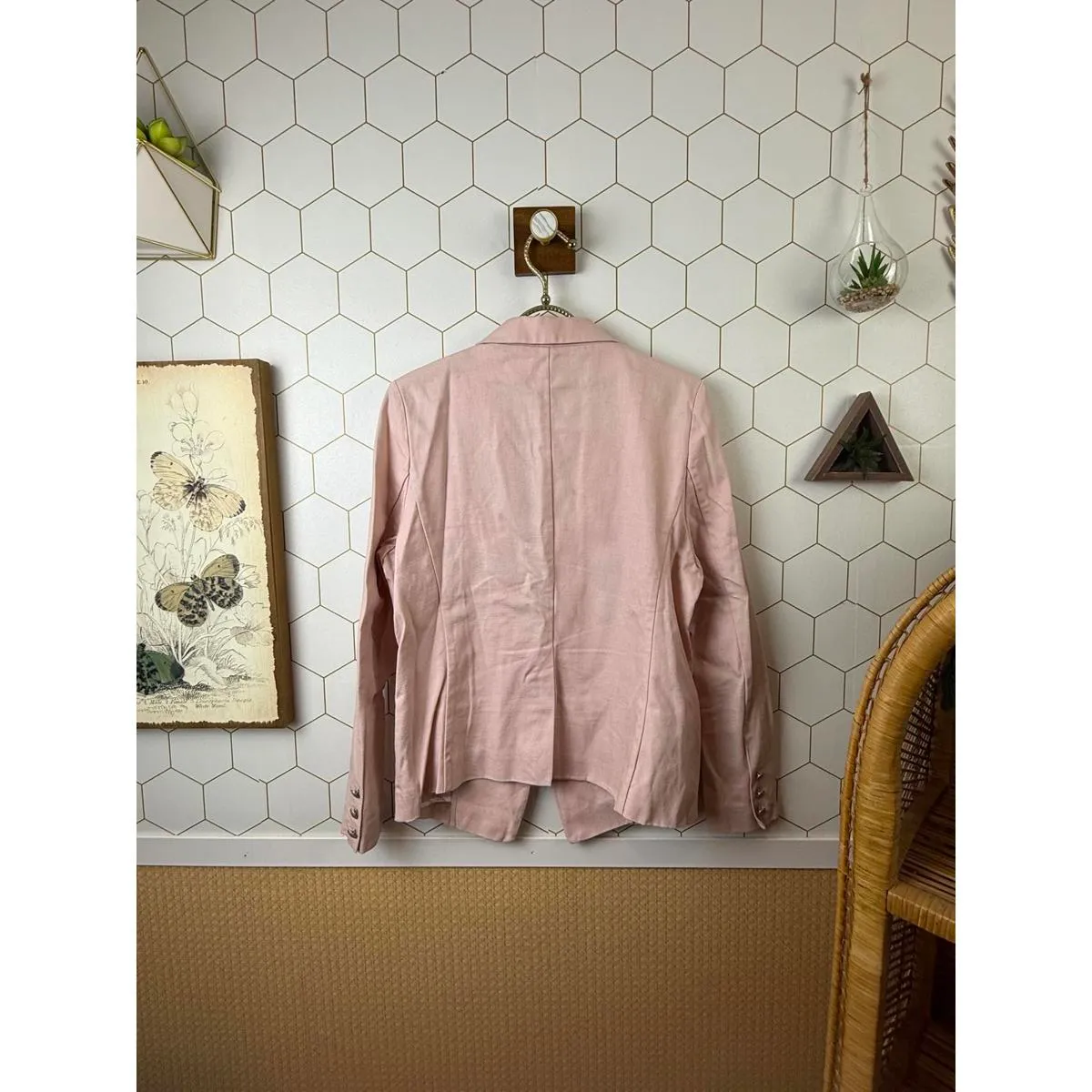 Evereve Pink Lenox Double-Breasted Cotton Blazer - Size - Small - Image 3