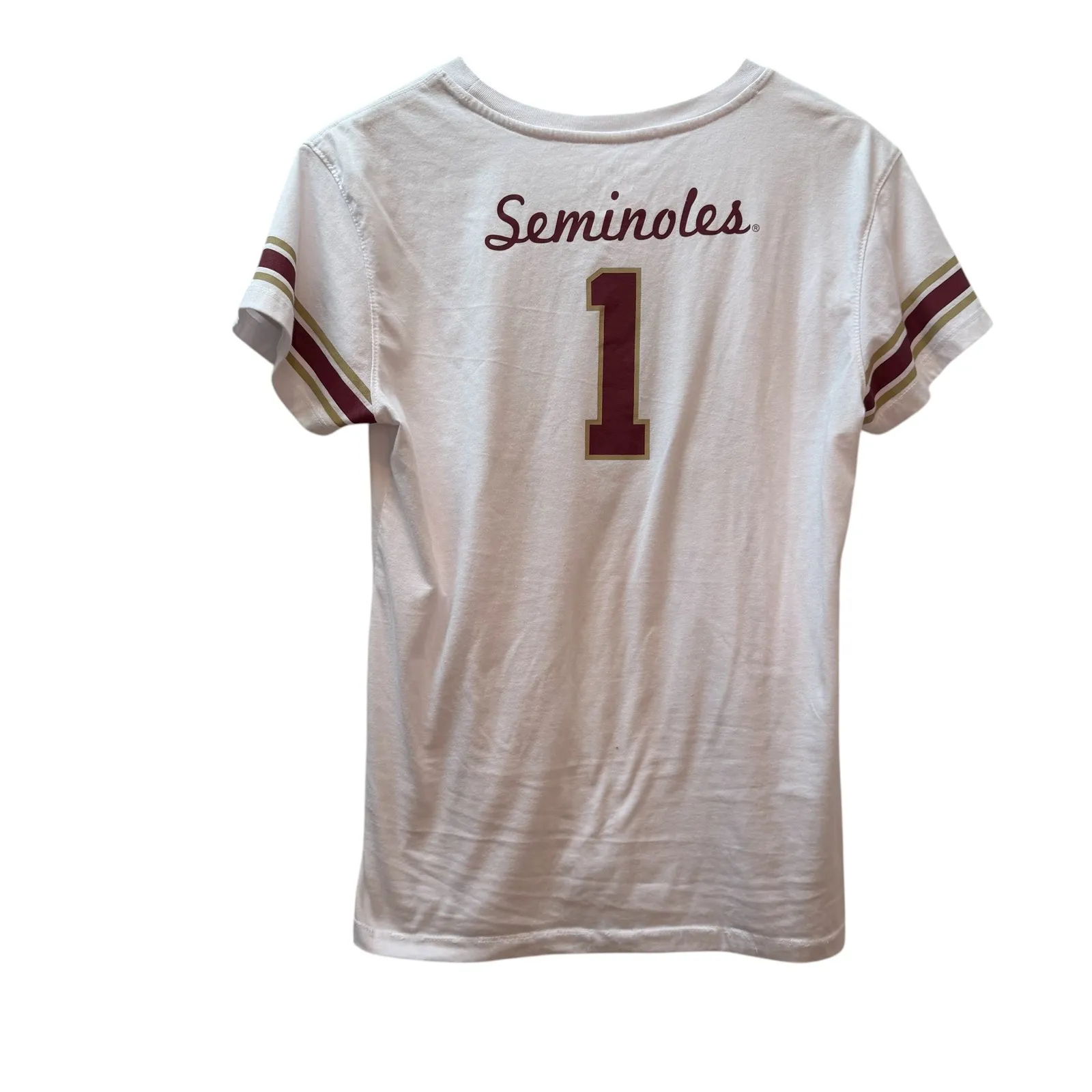 Florida State Seminoles Womens White Graphic T Shirt College Football Size S - Image 2