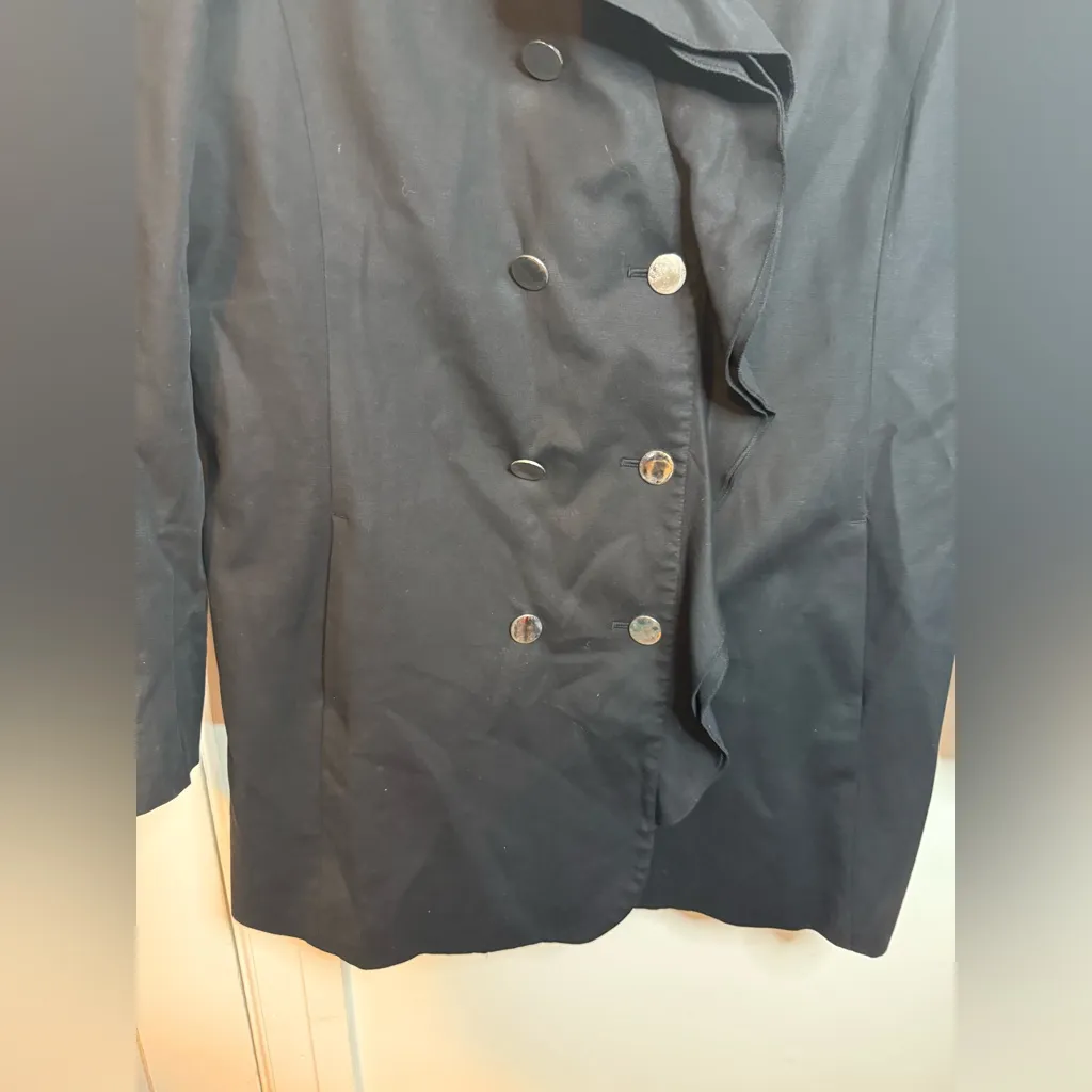 Tahari Black Double Breasted Ruffle Coat - Image 5