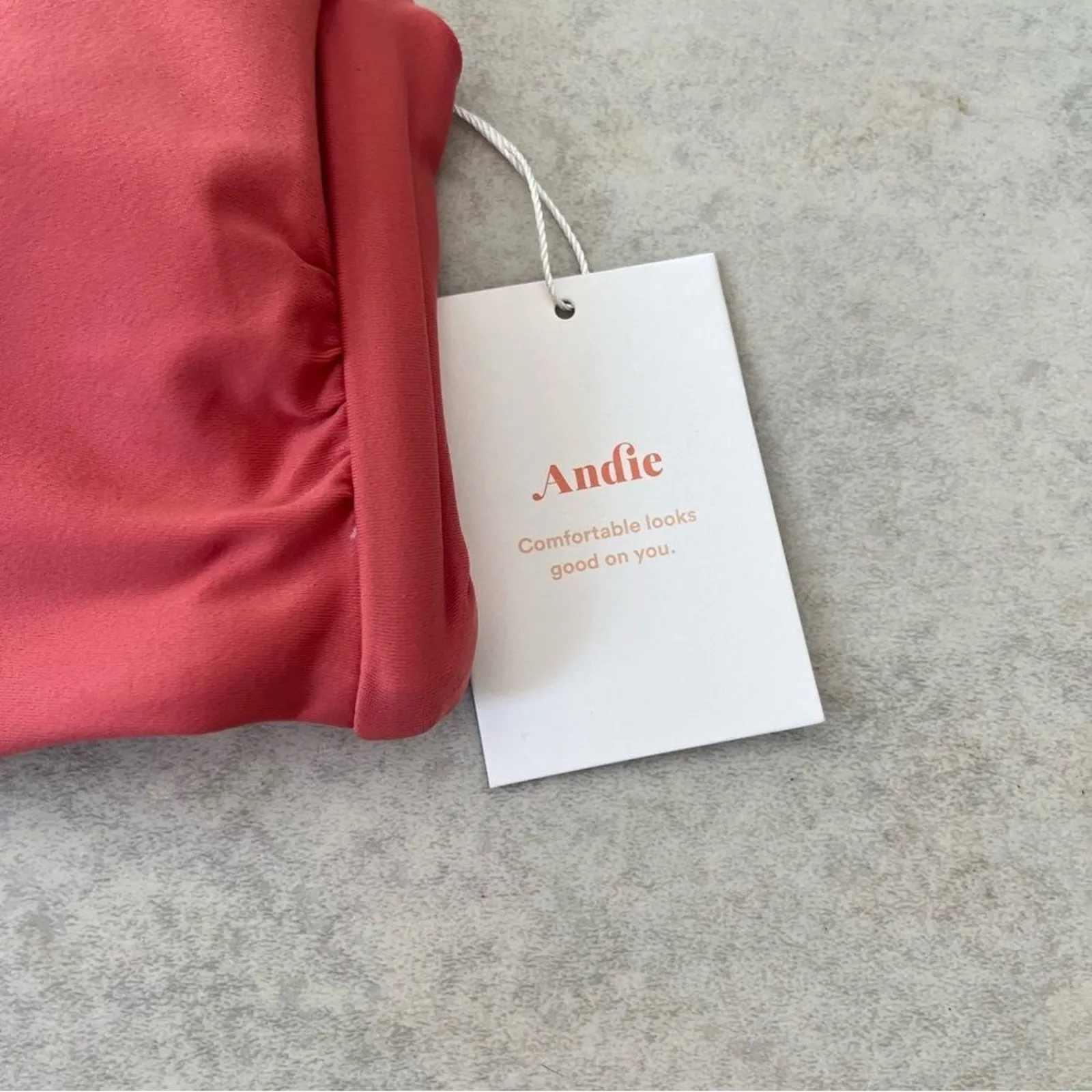 NWT Andie Swim Punch Pink Bandeau Bikini Scala Top Strapless XL V Notch - Image 4