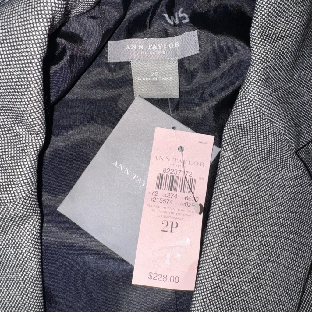 Ann Taylor New w $228 Tags Gray Long Sleeve Grey Blazer Coat Womens XS 2 - Image 7