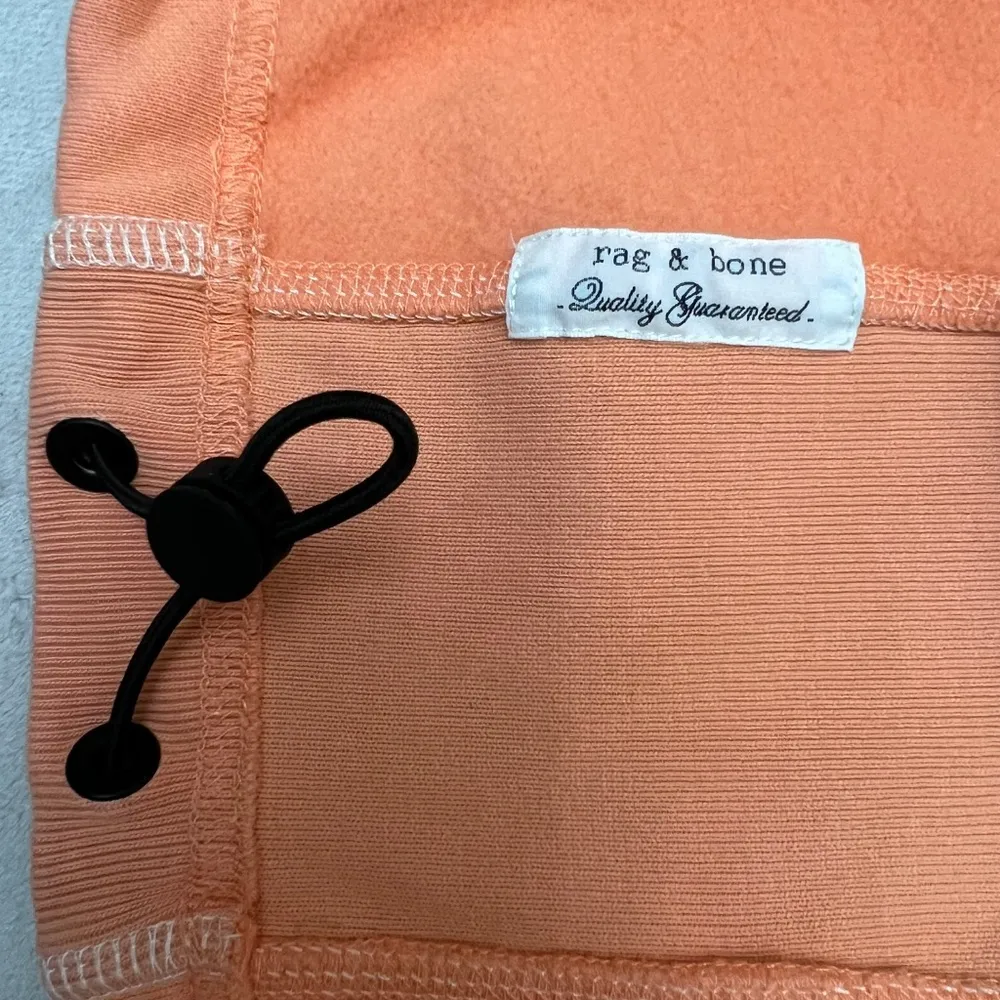 rag & bone Women Fleece Cropped Fit Quarter Zip  Sweatshirt Pullover Sz L Orange - Image 6