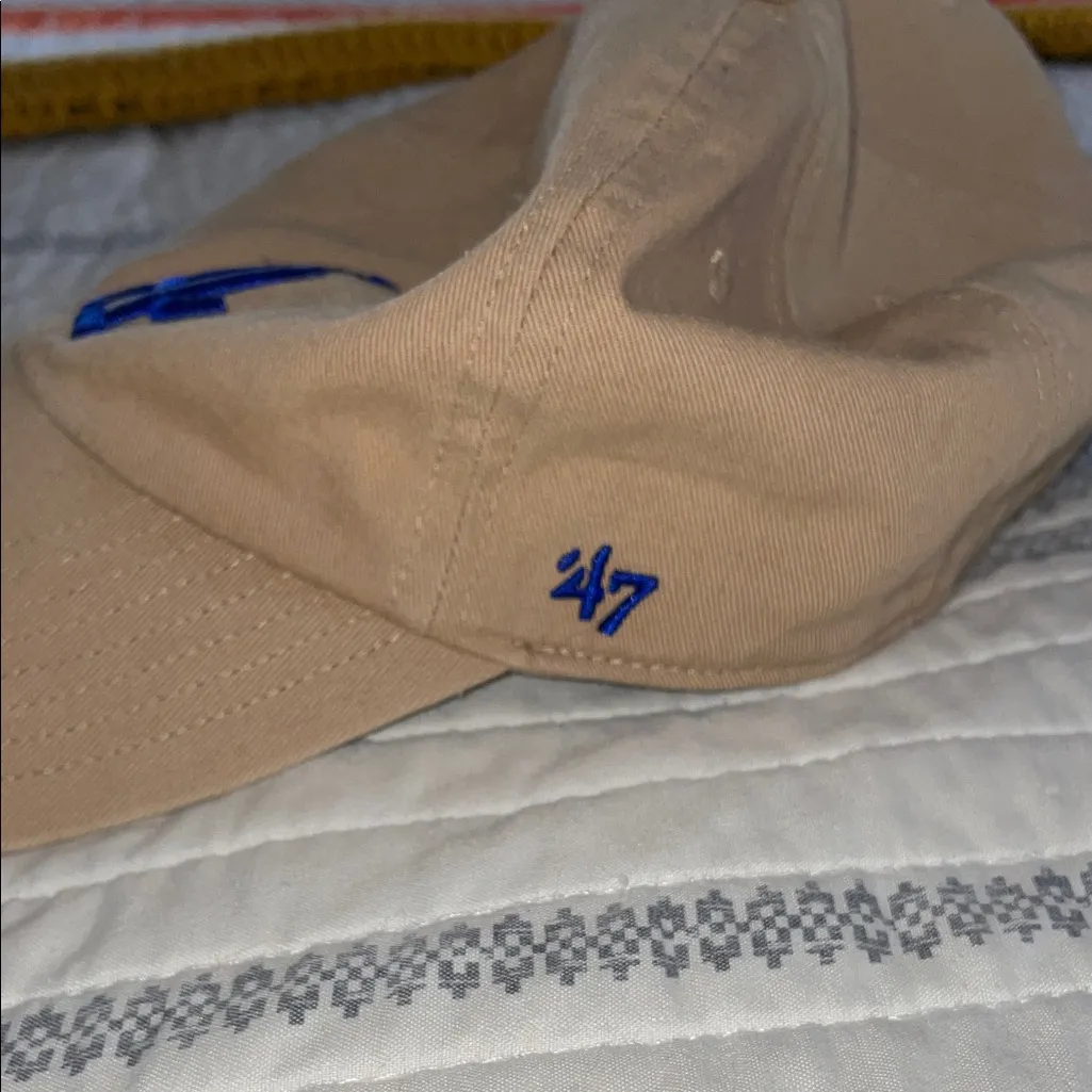47 Brand Khaki Cap with Blue Embroidery - Image 2