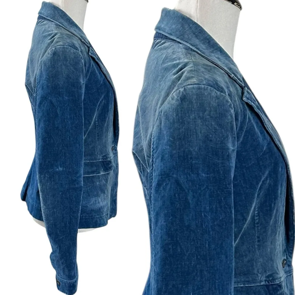 Vintage Diesel Blue Velvet Blazer Size XS Retro Y2K 70s Grunge Punk Fall Winter - Image 3