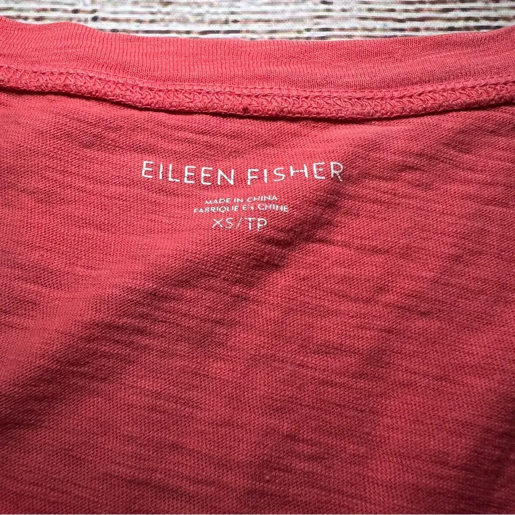 Eileen Fisher 100% Organic Cotton‎ Relaxed Stretch T-Shirt Coral Women’s Size XS - Image 2