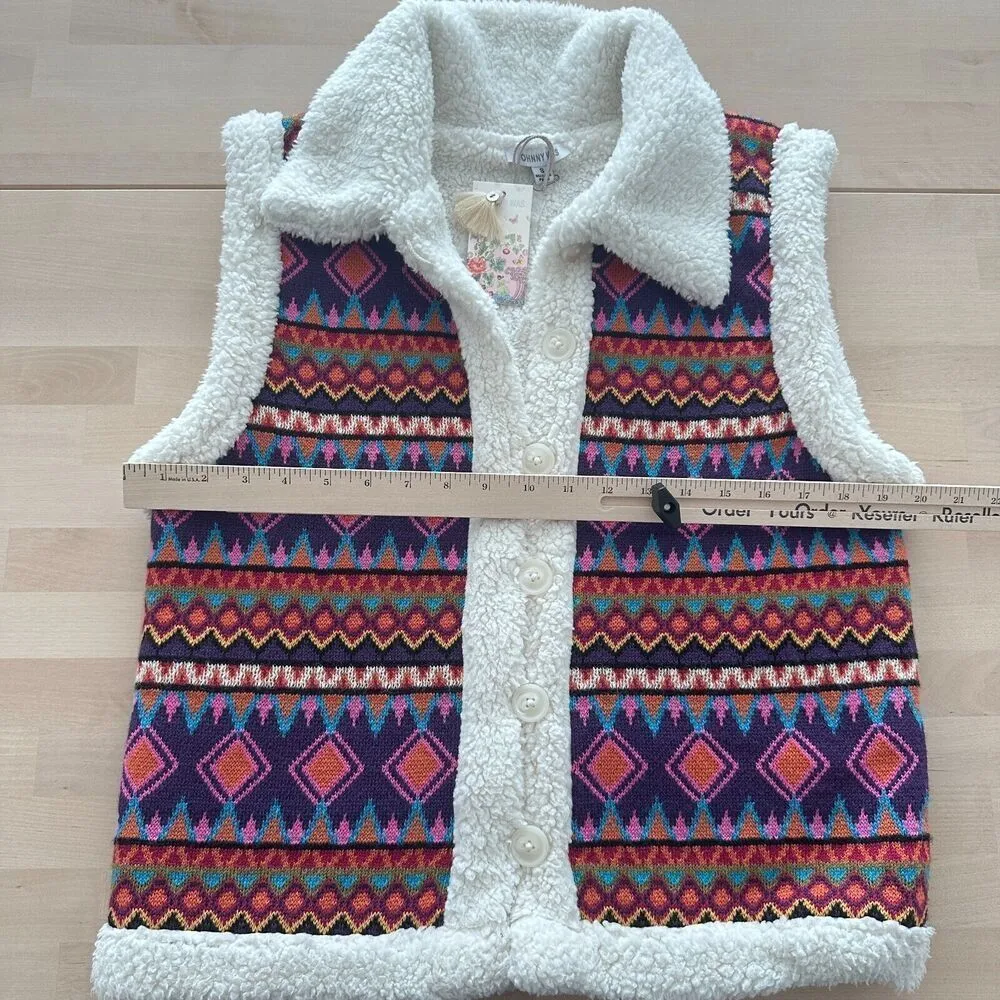Johnny Was Vest Women Small Yuya Sherpa Alpaca Blend Aztec Boho Print Jacket NWT - Image 10