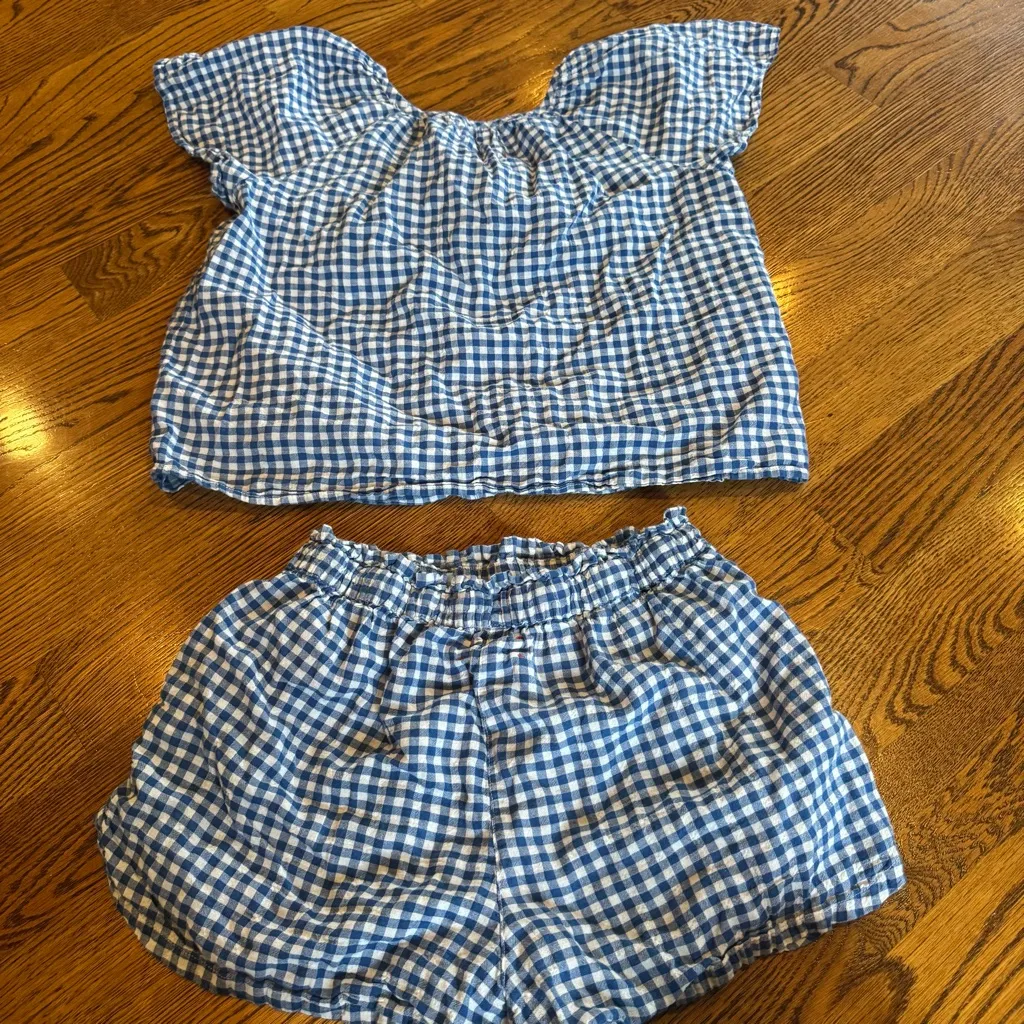 XiRENA Blue and White Checkered Starla Shorts & Marnie Top | S - Image 6