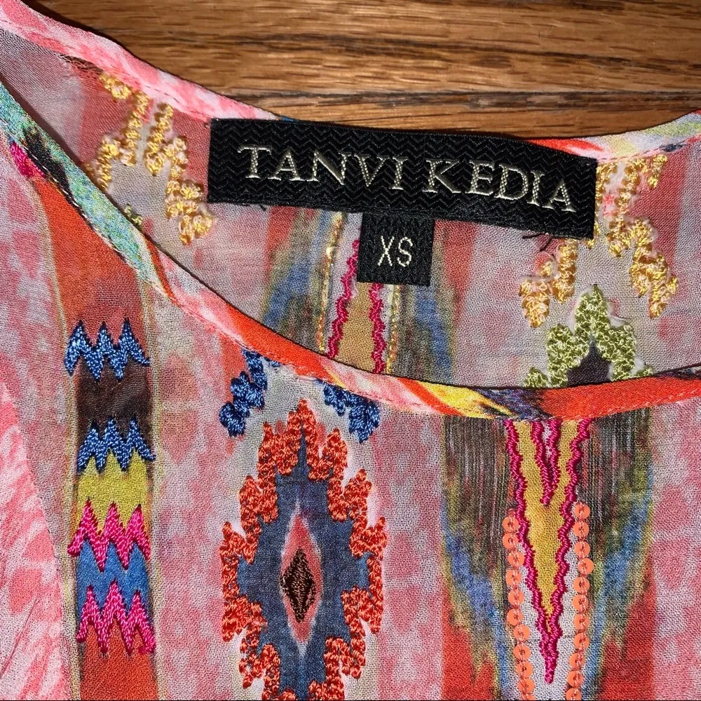 Anthro Tanvi Kedia Shivali Embroidered Beaded Sequin Blouse Top size XS - Image 8