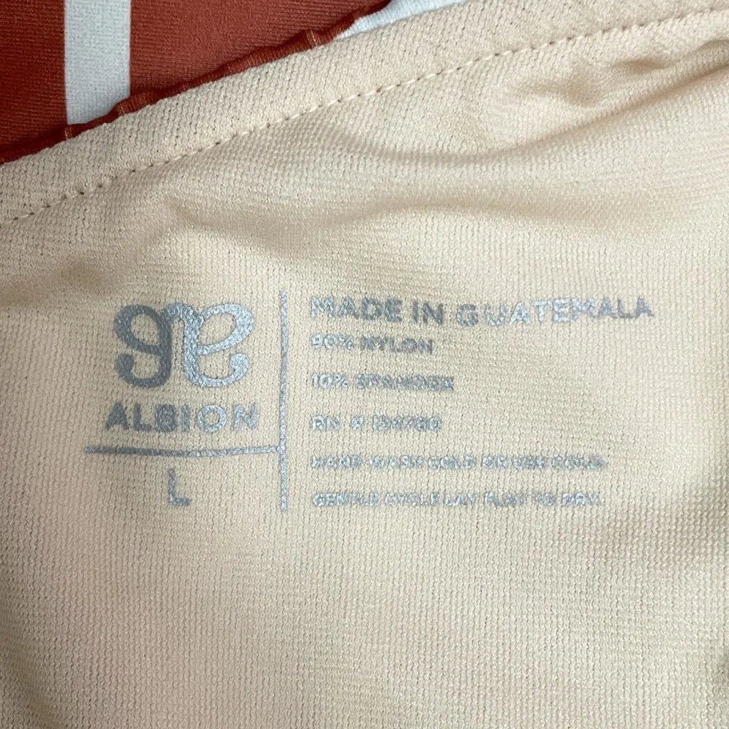 Albion Icon Wave Swimsuit One Shoulder Sydney Stripe Rust One Piece Size Large - Image 14