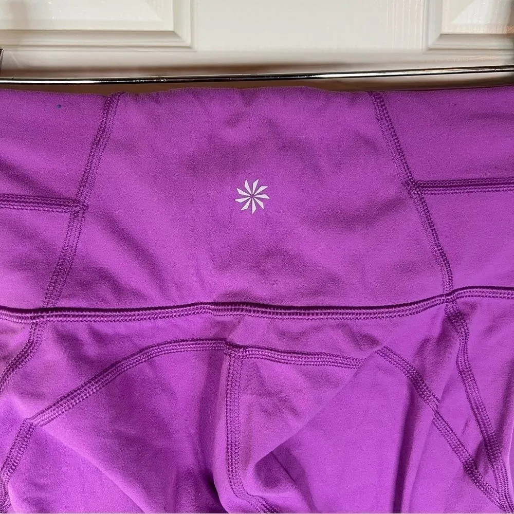 Athleta High Rise Double Band Waist Leggings with Mesh Accents on Leg Size Small - Image 4