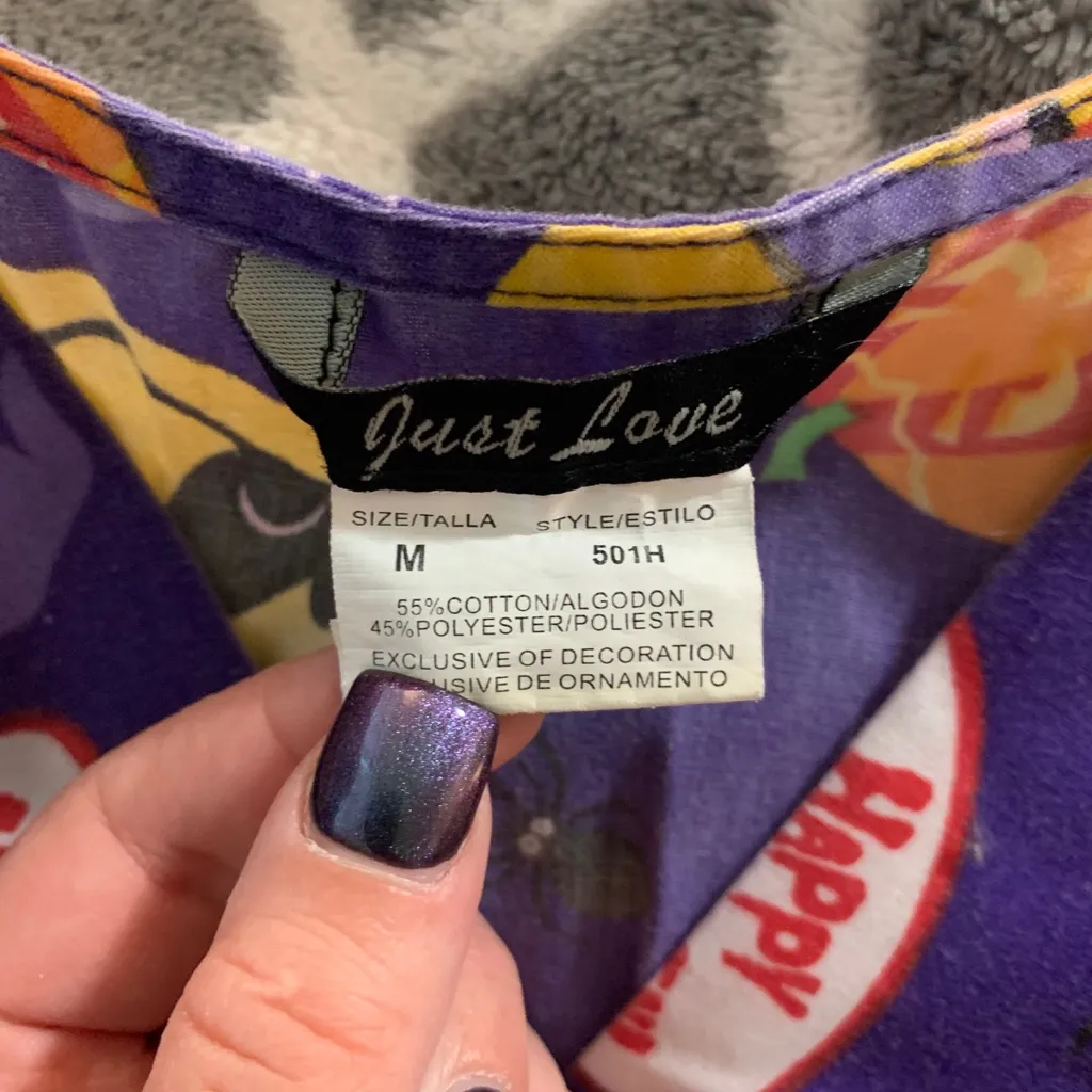 Halloween Cats Pumpkin Scrub Top 3 Pockets Med/Lrg - Image 8