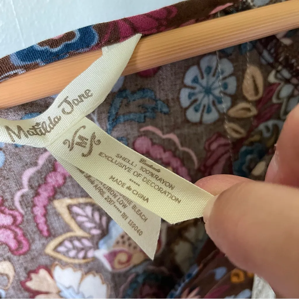 Matilda Jane Brown and Cream Floral Mini Dress Size Medium - Image 11