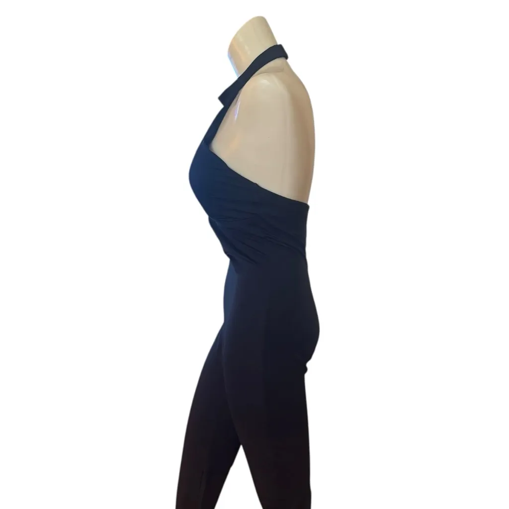Popilush Black Halter Jumpsuit Medium - Image 3
