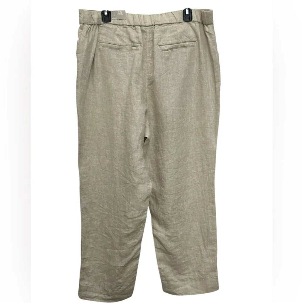 Chicos Linen Tapered Ankle Pant Size 3R 16 In Semi Natural Lagenlook NWT - Image 4