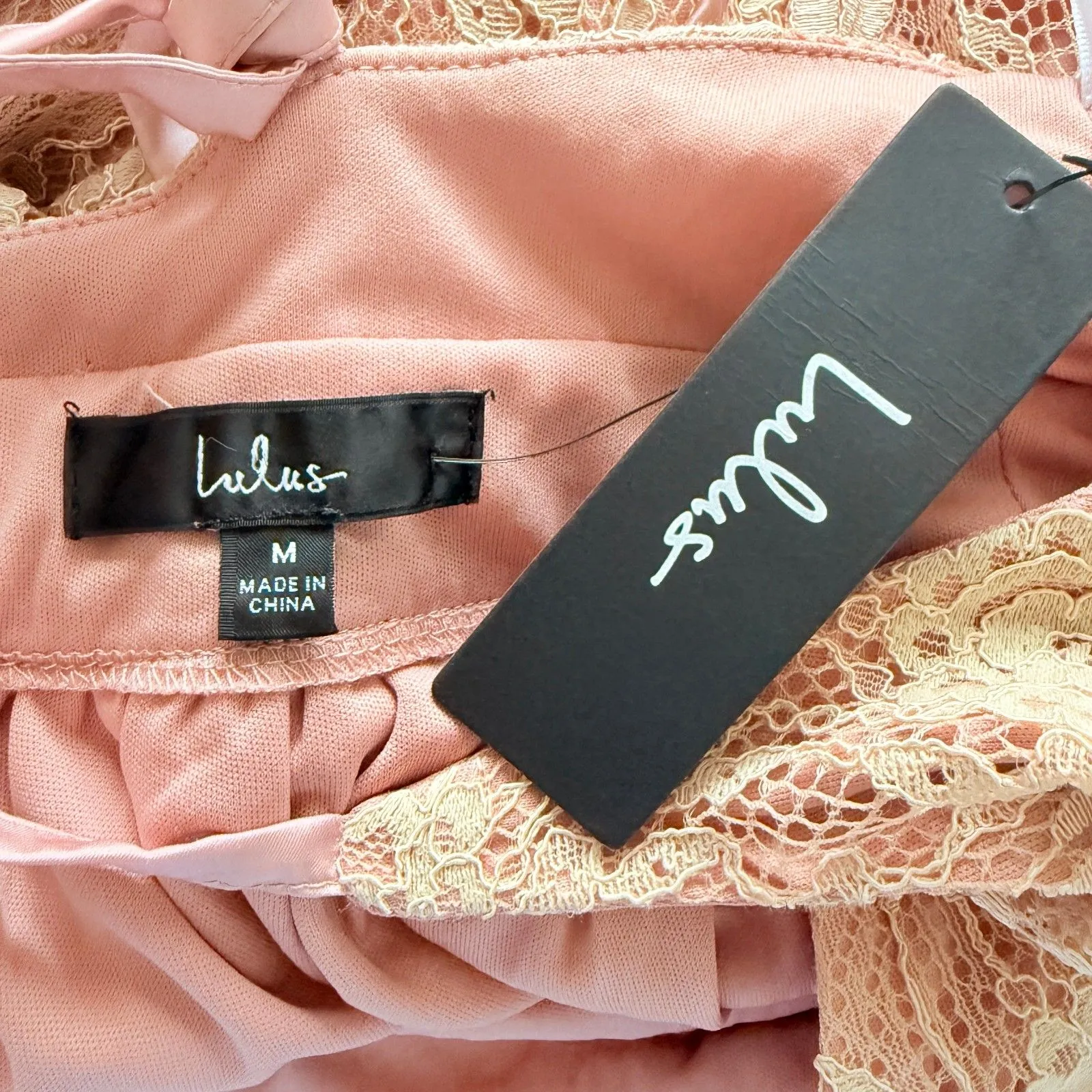 NWT Lulus Stolen Moments Dusty Pink Lace-Up Lace Maxi Dress Sz M - Image 6