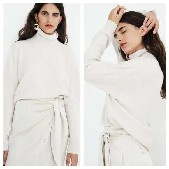 Nanushka Monday Turtleneck Sweater Slouchy Oversized Merino Angora Beige S - Image 2