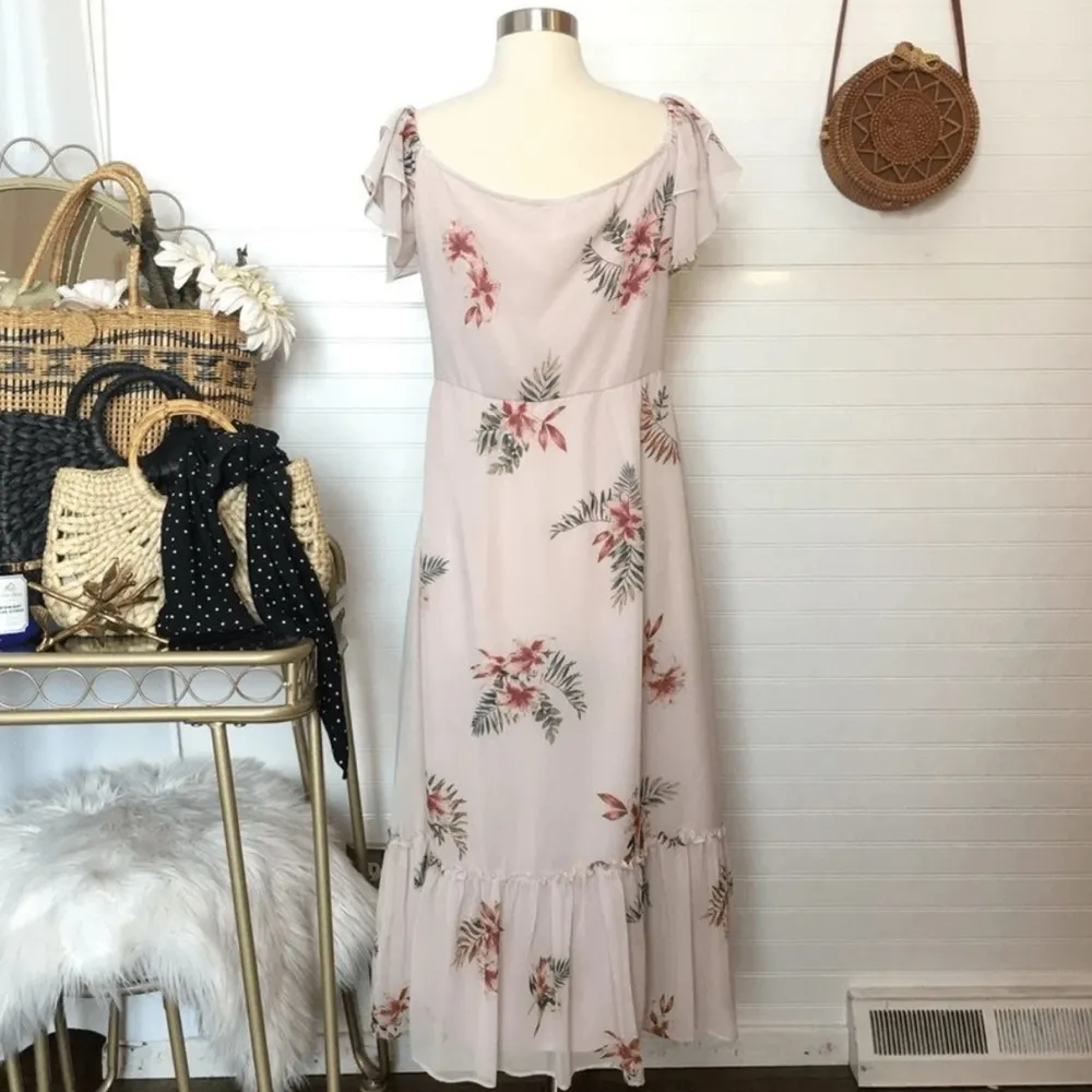 Willow & Clay Pastel Pink Floral Ruffle Chiffon Dress - Image 6