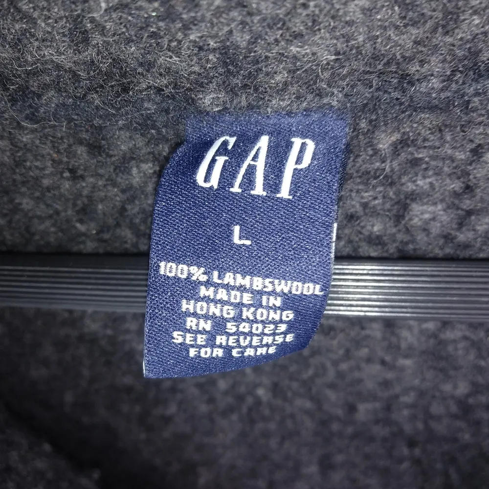 GAP L Thick Lambswool Zip Front Sweater in Charcoal Gray - Image 5