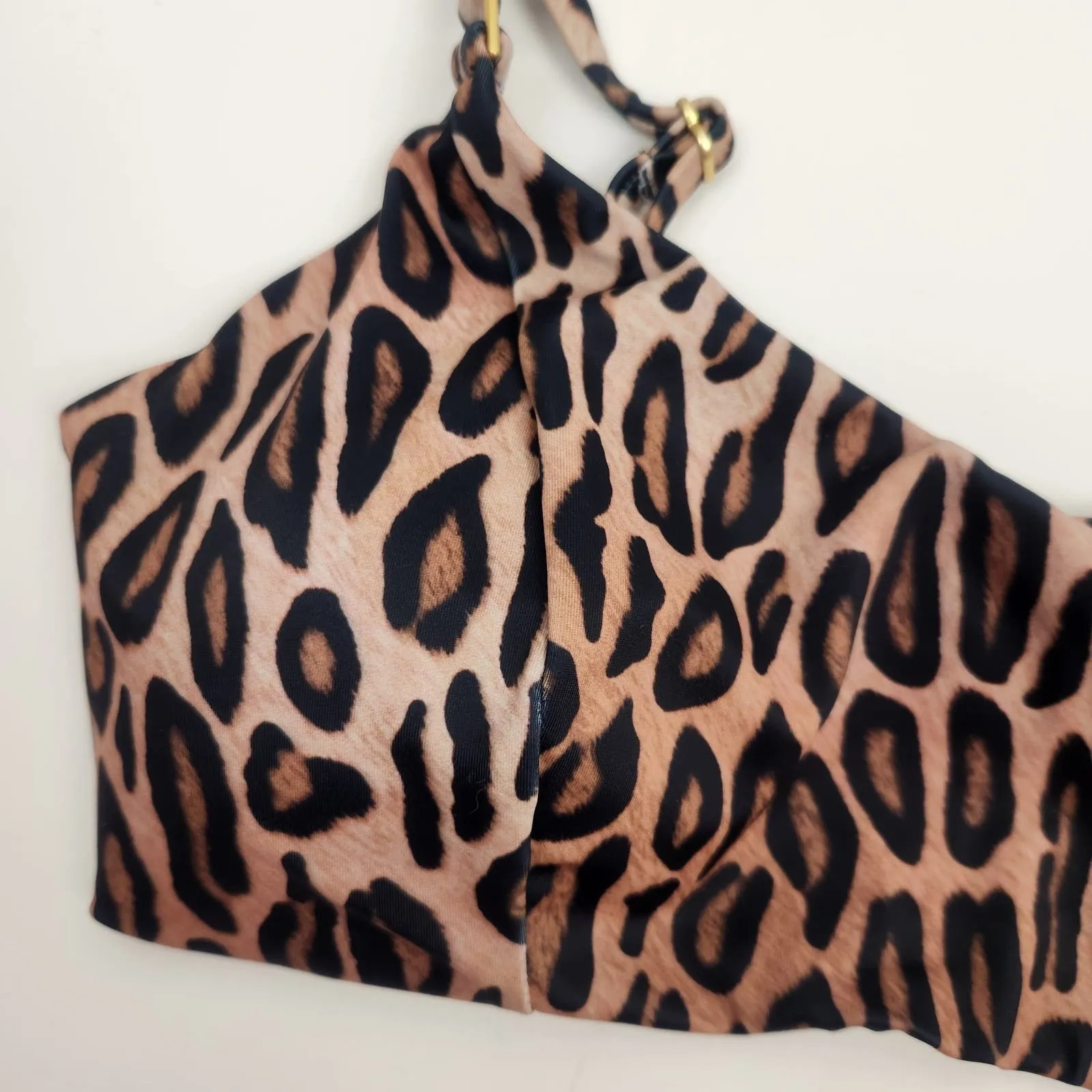 Swiminista Play Bikini Top Leopard Size Medium NWT Brown - Image 2