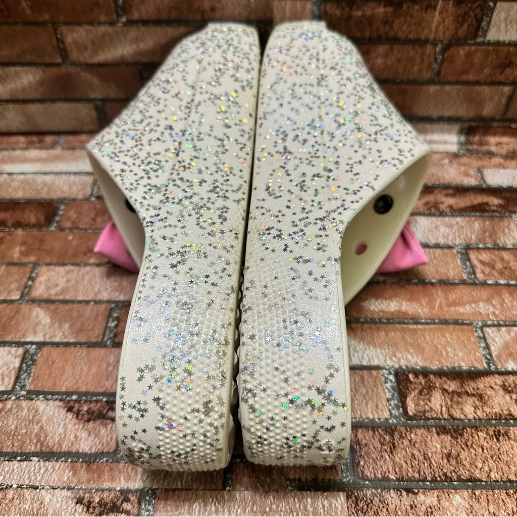 Women’s Glitter Slide Sandals with Pink Bow size 11 - Image 6