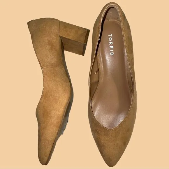 Torrid Carmel colored faux suede chunky heel shoes! - Image 2