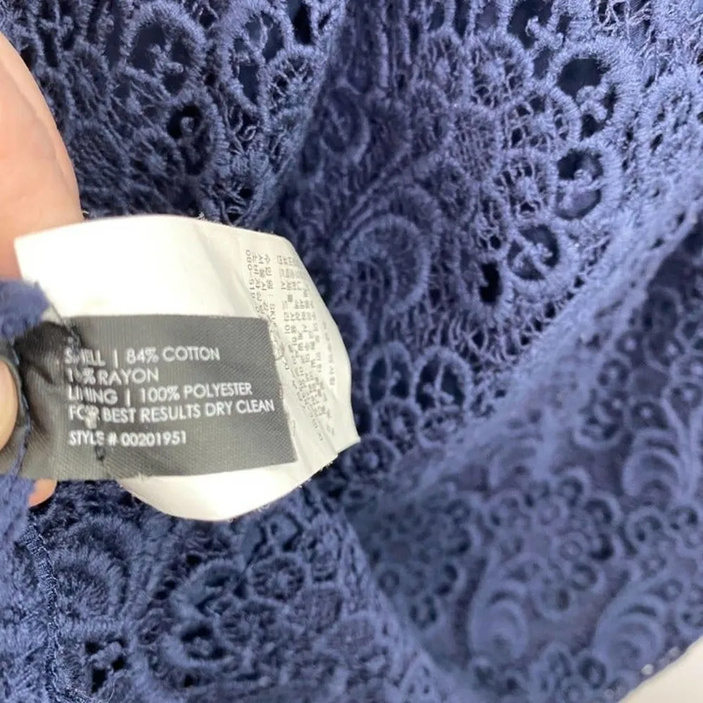 Club Monaco Navy Blue Lace Embroidered Short Sleeve Mini Dress Women’s Size 2 - Image 7