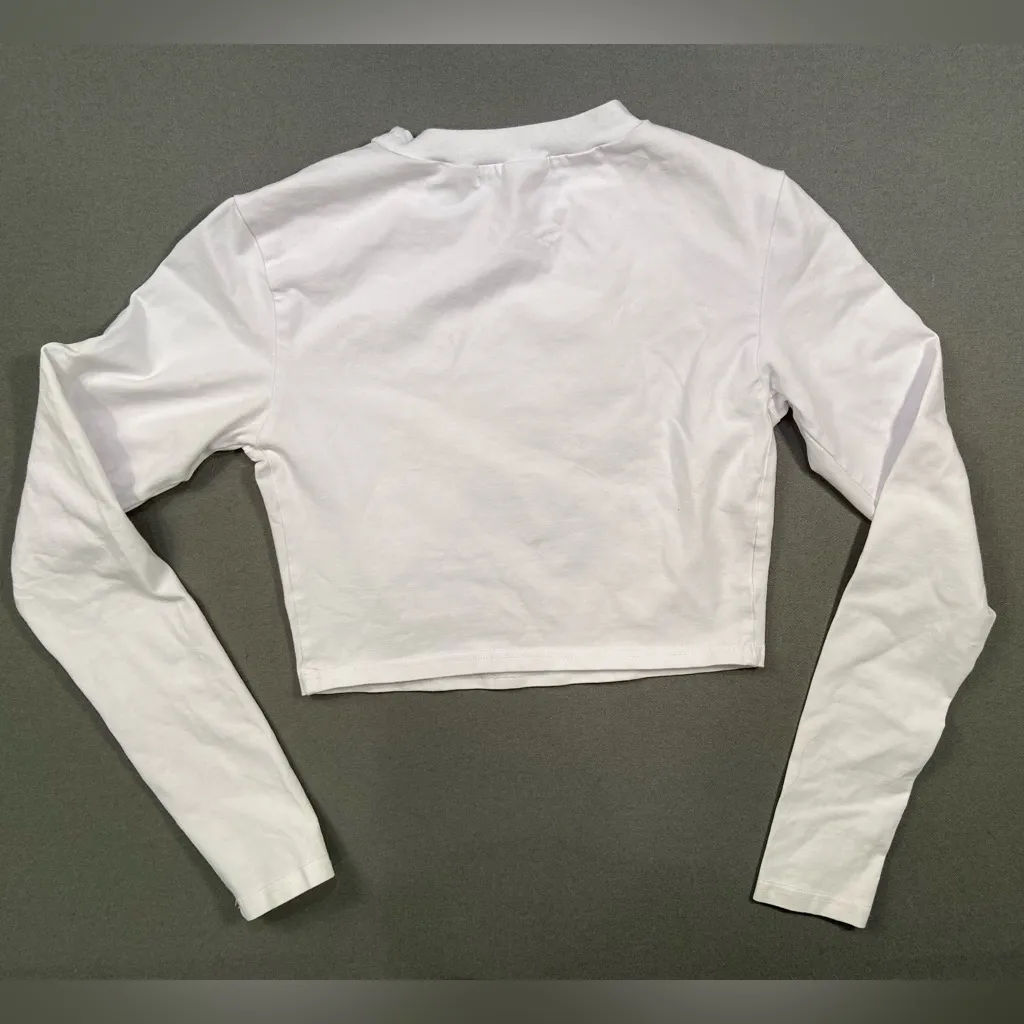 I.Am.Gia crop top, long sleeve, crew neck, white‎ with black logo, size small - Image 2