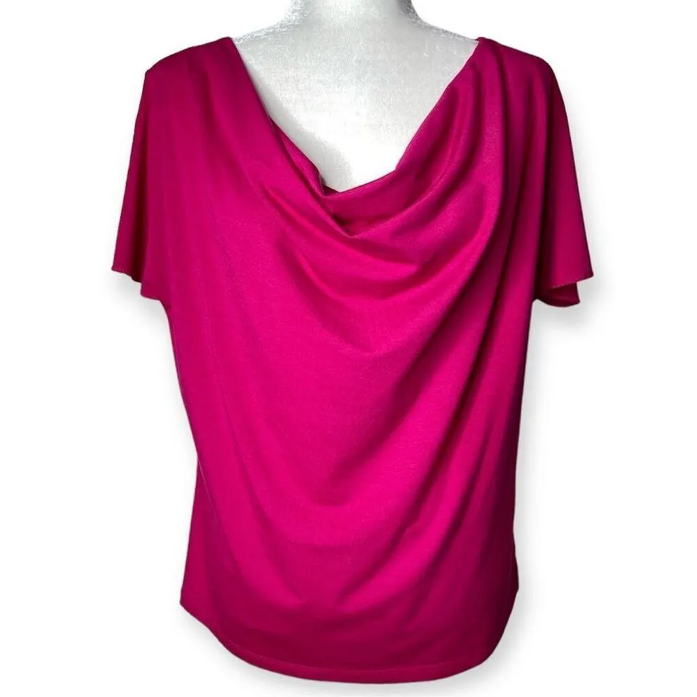NWT Norton McNaughton Cowl Neck Short Sleeve Top (Pink) - XL - Image 2