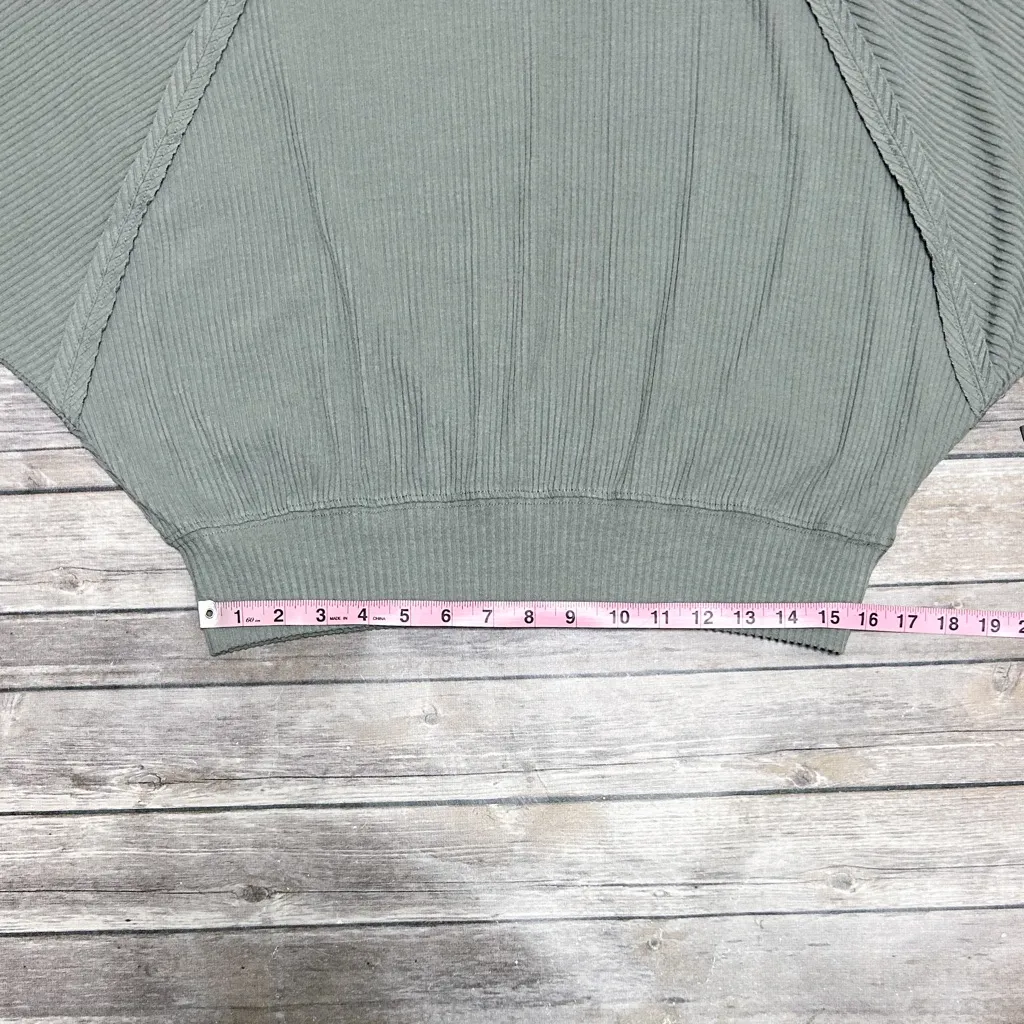Mono B Green Gray Moon Mist Ribbed Dolman Sleeve Exposed Seams Top Large NWT - Image 8