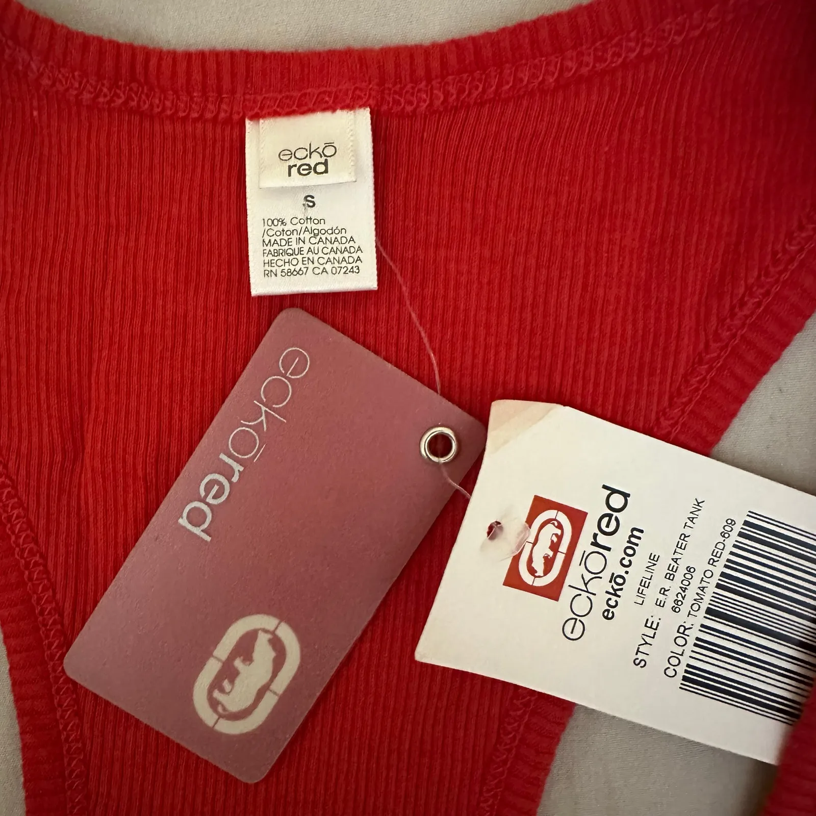 Ecko Red Y2K Ribbed Beater Sequence Tank Top Size Small Red Cotton - Image 12