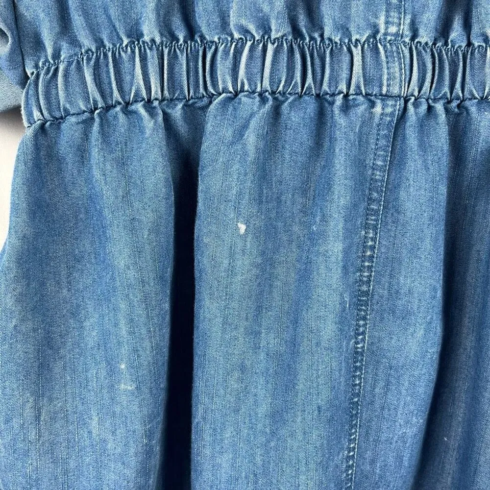 Ashley Stewart Denim Distressed Babydoll Zip V-neck Drawstring Dress 18/20 - Image 4