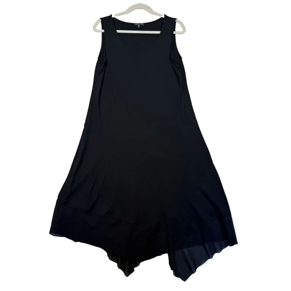 Eileen Fisher Women’s Asymmetrical Mesh Hem Sleeveless‎ Jersey Dress Size Medium - Image 2