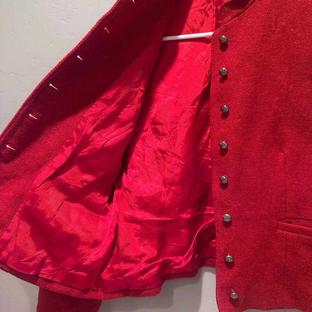 Evan‎ Picone Red Wool Button Front Blazer Jacket Size Small - Image 5