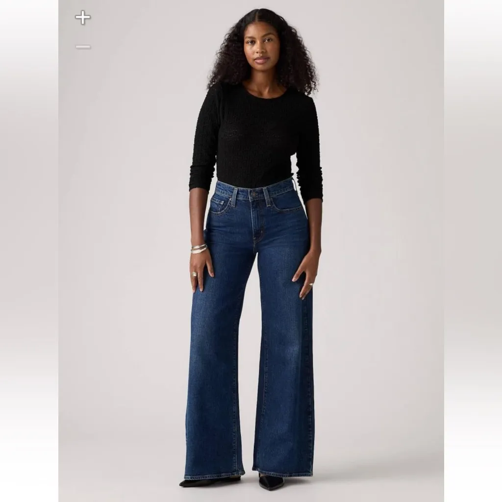 Levi’s 728 Women’s Size 26 High Rise Wide Leg Jeans Woodstock Blue - Image 2