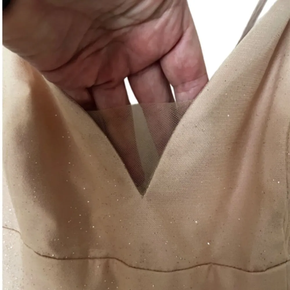 Jules & Cleo lace up glitter tule ball gown ROSEGOLD SIZE 18 Gold - Image 9