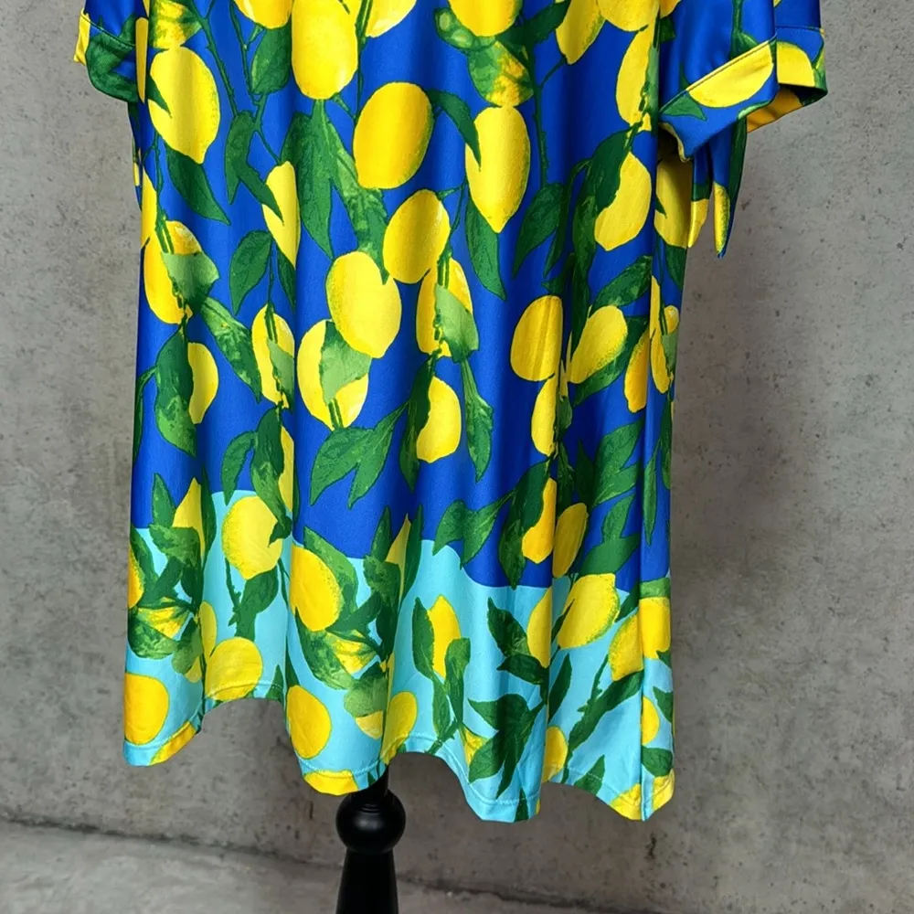 Ruby Rd. Blue Dress with Lemon Print top XL - Image 3