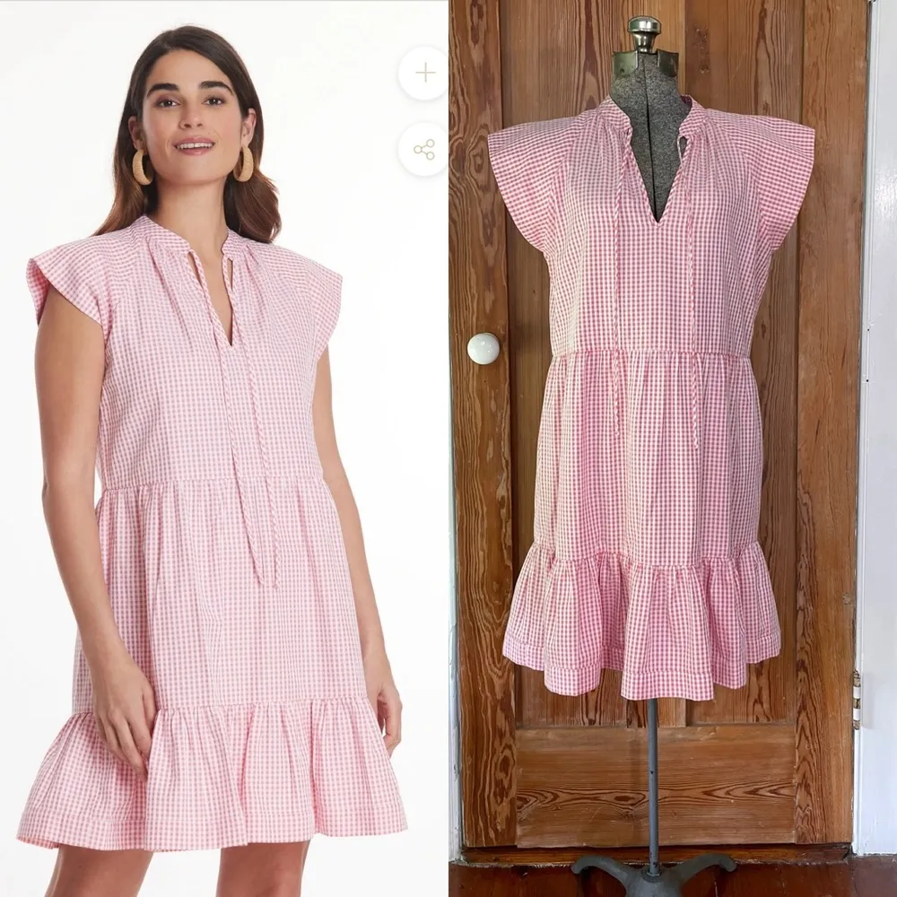 Tyler Boe Claudia Pink & White Gingham Cotton Dress - Image 2