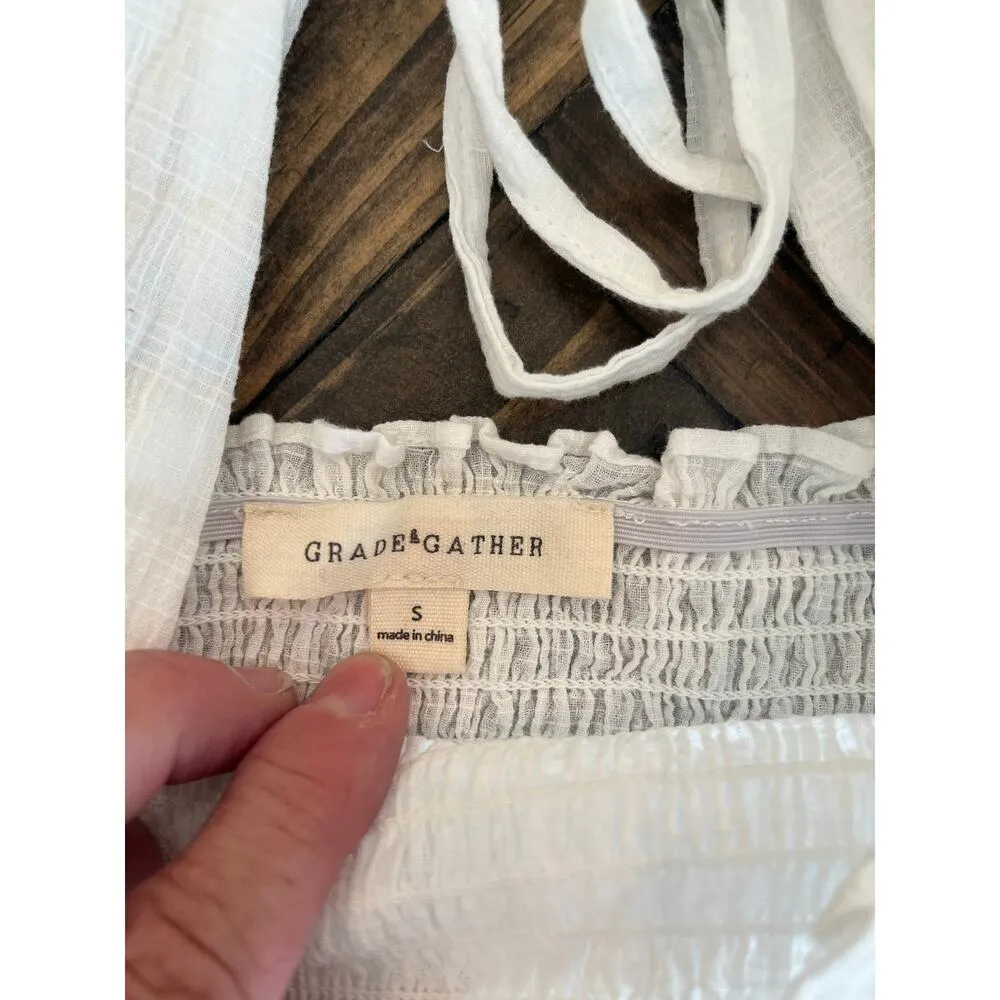 Peasant CottageCore Pirate Top Women Small Festival Sheer Smocked Cowgirl Boho - Image 2